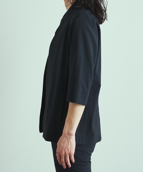 Lui's（ルイス）の「【2×2 セットアップシリーズ 21Summer】 5分袖ノーカラージャケット（ノーカラージャケット・メンズ・ブラック/ブルーグリーン・SMALL/MEDIUM）」の11枚目の写真