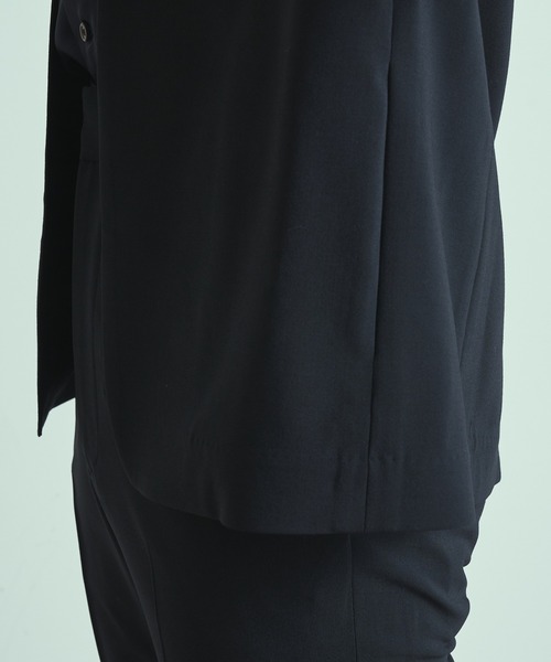 Lui's（ルイス）の「【2×2 セットアップシリーズ 21Summer】 5分袖ノーカラージャケット（ノーカラージャケット・メンズ・ブラック/ブルーグリーン・SMALL/MEDIUM）」の8枚目の写真