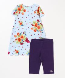 HAKKA KIDS（ハッカキッズ）の「フルーツフラワープリント半袖ワンピースショートスパッツセット（ルームワンピース・キッズ）」