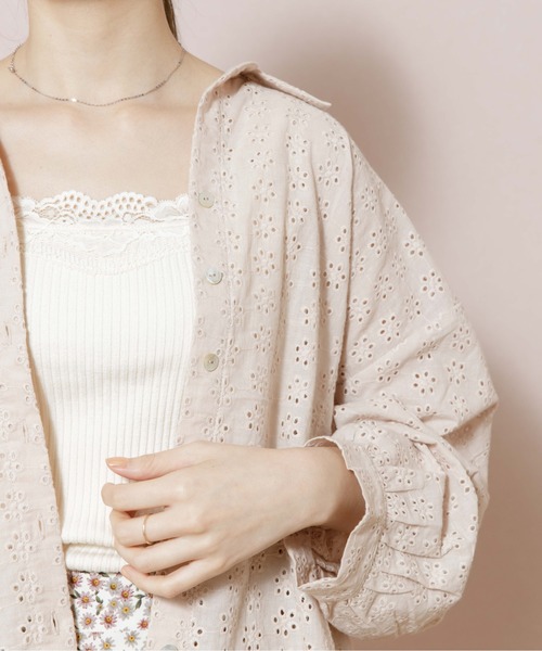 flower（フラワー）の「フラワリースキッパーシャツ（シャツ/ブラウス・レディース・ベージュ/ホワイト・FREE）」の9枚目の写真