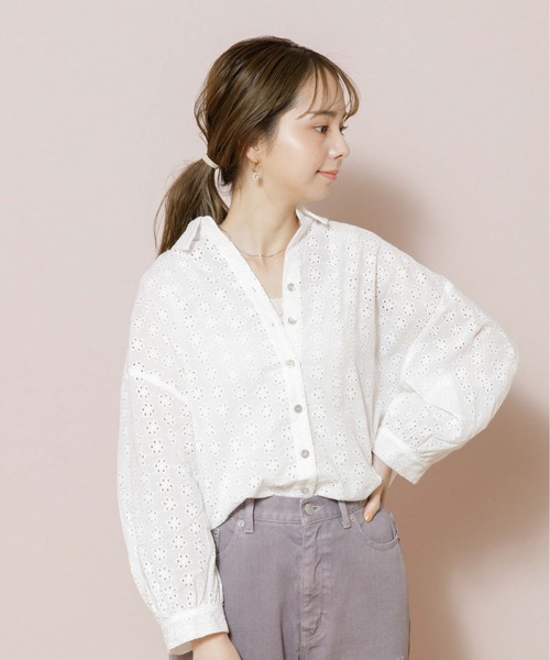 flower（フラワー）の「フラワリースキッパーシャツ（シャツ/ブラウス・レディース・ベージュ/ホワイト・FREE）」の4枚目の写真