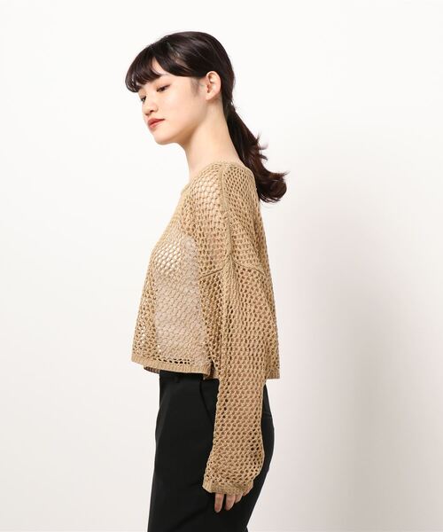 KOBE LETTUCE（コウベレタス）の「ゆったり透かし編みメッシュニットトップス（ニット/セーター・レディース・グリーン系その他/アイボリー/ベージュ/ダークブラウン・FREE）」の6枚目の写真