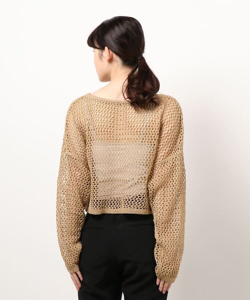 KOBE LETTUCE（コウベレタス）の「ゆったり透かし編みメッシュニットトップス（ニット/セーター・レディース・グリーン系その他/アイボリー/ベージュ/ダークブラウン・FREE）」の5枚目の写真
