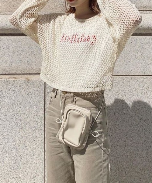 KOBE LETTUCE（コウベレタス）の「ゆったり透かし編みメッシュニットトップス（ニット/セーター・レディース・グリーン系その他/アイボリー/ベージュ/ダークブラウン・FREE）」の2枚目の写真