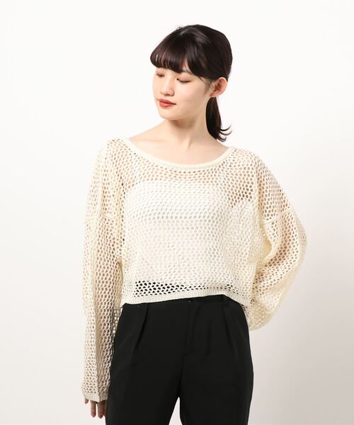 KOBE LETTUCE（コウベレタス）の「ゆったり透かし編みメッシュニットトップス（ニット/セーター・レディース・グリーン系その他/アイボリー/ベージュ/ダークブラウン・FREE）」の10枚目の写真