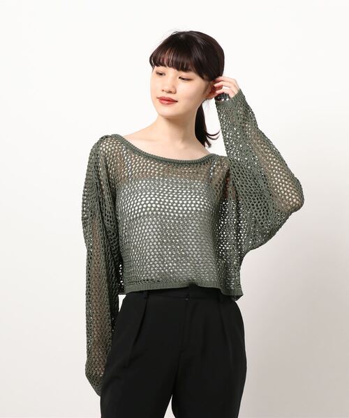 KOBE LETTUCE（コウベレタス）の「ゆったり透かし編みメッシュニットトップス（ニット/セーター・レディース・グリーン系その他/アイボリー/ベージュ/ダークブラウン・FREE）」の11枚目の写真