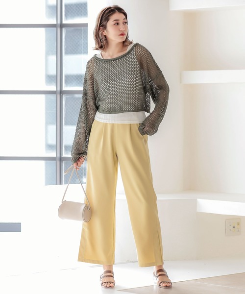 KOBE LETTUCE（コウベレタス）の「ゆったり透かし編みメッシュニットトップス（ニット/セーター・レディース・グリーン系その他/アイボリー/ベージュ/ダークブラウン・FREE）」の7枚目の写真