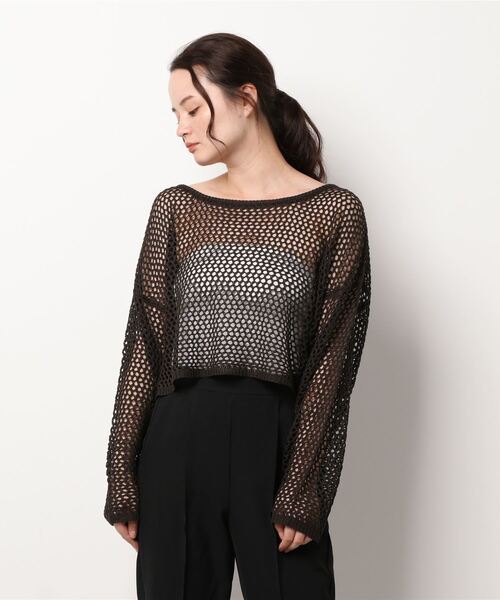 KOBE LETTUCE（コウベレタス）の「ゆったり透かし編みメッシュニットトップス（ニット/セーター・レディース・グリーン系その他/アイボリー/ベージュ/ダークブラウン・FREE）」の20枚目の写真