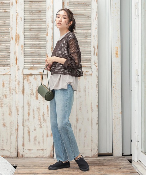 KOBE LETTUCE（コウベレタス）の「ゆったり透かし編みメッシュニットトップス（ニット/セーター・レディース・グリーン系その他/アイボリー/ベージュ/ダークブラウン・FREE）」の17枚目の写真