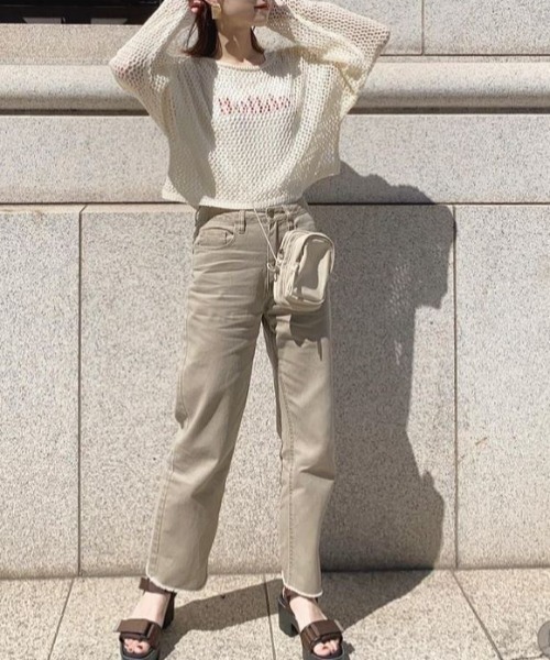 KOBE LETTUCE（コウベレタス）の「ゆったり透かし編みメッシュニットトップス（ニット/セーター・レディース・グリーン系その他/アイボリー/ベージュ/ダークブラウン・FREE）」の13枚目の写真