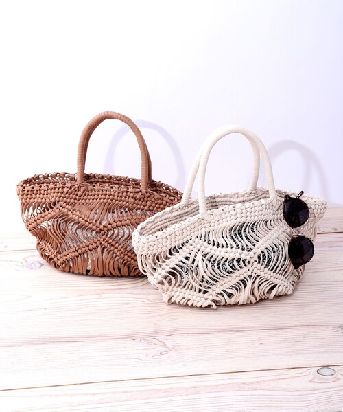 THE SHOP TK (ザ ショップ ティーケー )の「◆巾着付き平編マクラメトート(トートバッグ・レディース・ブラウン系/アイボリー・99)」の10枚目の写真