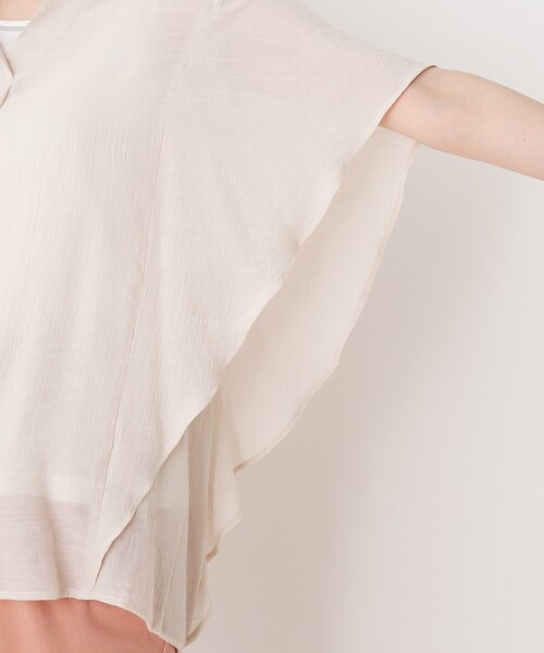 DRESKIP（ドレスキップ）の「◆【2点セット】ラッフルスリーブスラブブラウス＋インナー（シャツ/ブラウス・レディース・ネイビー/黄緑系/ライトベージュ・02/04/03）」の9枚目の写真