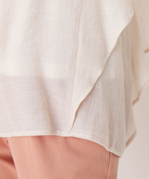 DRESKIP（ドレスキップ）の「◆【2点セット】ラッフルスリーブスラブブラウス＋インナー（シャツ/ブラウス・レディース・ネイビー/黄緑系/ライトベージュ・02/04/03）」の10枚目の写真