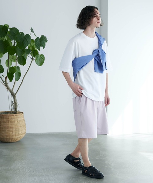 MONO-MART（モノマート）の「ワイドシルエットTRストレッチショートパンツ（その他パンツ・メンズ・ホワイト/チャコールグレー/ライトグレー/ブラック/ネイビー/サックスブルー/グリーン/ホワイト系その他/ブラック系その他/ベージュ系その他/ライラック/スモークピンク・S/M/L）」の17枚目の写真