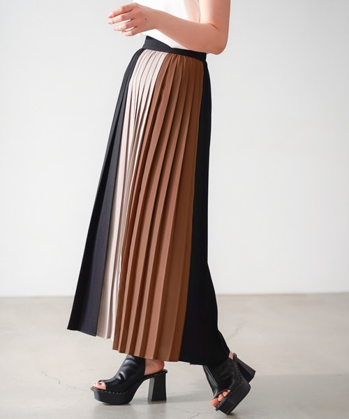 PAGEBOY(ページボーイ)の「リネンライクバイカラースカート(スカート・レディース・ブラック系その他/ベージュ系その他・FREE)」の2枚目の写真