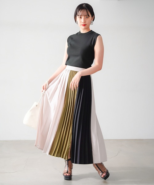 PAGEBOY(ページボーイ)の「リネンライクバイカラースカート(スカート・レディース・ブラック系その他/ベージュ系その他・FREE)」の7枚目の写真