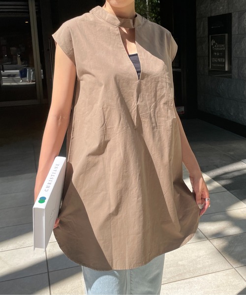 StyleSea（スタイルシー）の「ブロード前後2Wayブラウス（シャツ/ブラウス・レディース・ブラック/ベージュ/オフホワイト/ミント/モカ・FREE）」の3枚目の写真