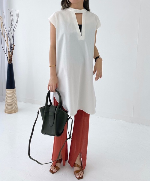 StyleSea（スタイルシー）の「ブロード前後2Wayブラウス（シャツ/ブラウス・レディース・ブラック/ベージュ/オフホワイト/ミント/モカ・FREE）」の6枚目の写真