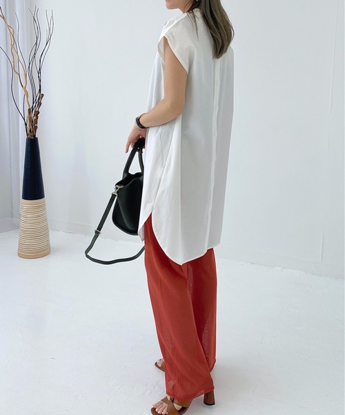 StyleSea（スタイルシー）の「ブロード前後2Wayブラウス（シャツ/ブラウス・レディース・ブラック/ベージュ/オフホワイト/ミント/モカ・FREE）」の8枚目の写真