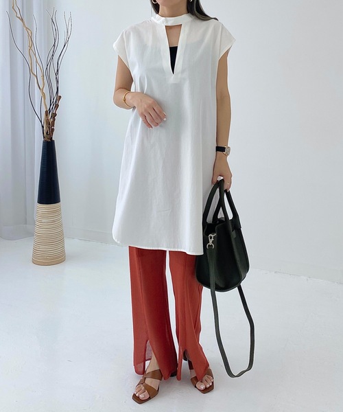 StyleSea（スタイルシー）の「ブロード前後2Wayブラウス（シャツ/ブラウス・レディース・ブラック/ベージュ/オフホワイト/ミント/モカ・FREE）」の10枚目の写真