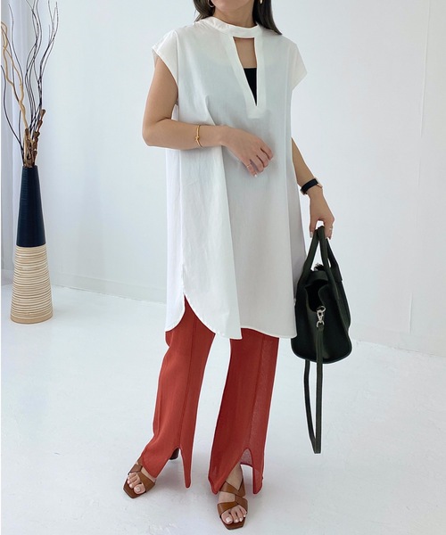 StyleSea（スタイルシー）の「ブロード前後2Wayブラウス（シャツ/ブラウス・レディース・ブラック/ベージュ/オフホワイト/ミント/モカ・FREE）」の11枚目の写真