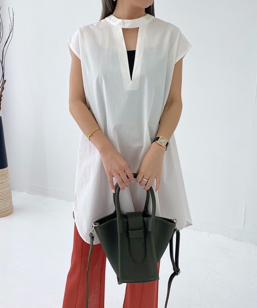 StyleSea（スタイルシー）の「ブロード前後2Wayブラウス（シャツ/ブラウス・レディース・ブラック/ベージュ/オフホワイト/ミント/モカ・FREE）」の15枚目の写真