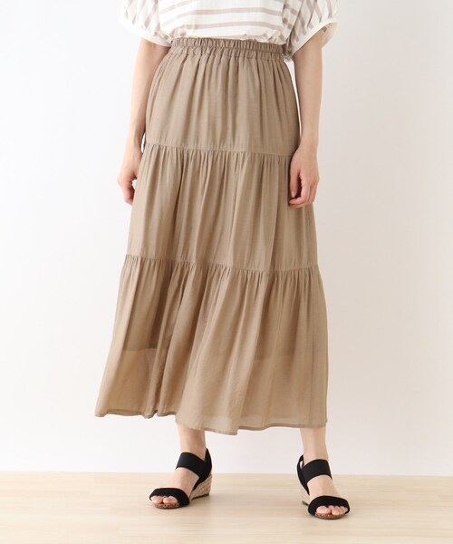 SHOO・LA・RUE（シューラルー）の「◆オーガンジーティアードスカート（スカート・レディース・ブラック/ブルー/ライトベージュ/黄緑系/ピンク系・00）」の5枚目の写真