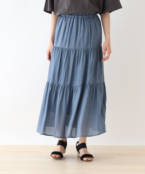 SHOO・LA・RUE（シューラルー）の「◆オーガンジーティアードスカート（スカート・レディース・ブラック/ブルー/ライトベージュ/黄緑系/ピンク系・00）」の4枚目の写真