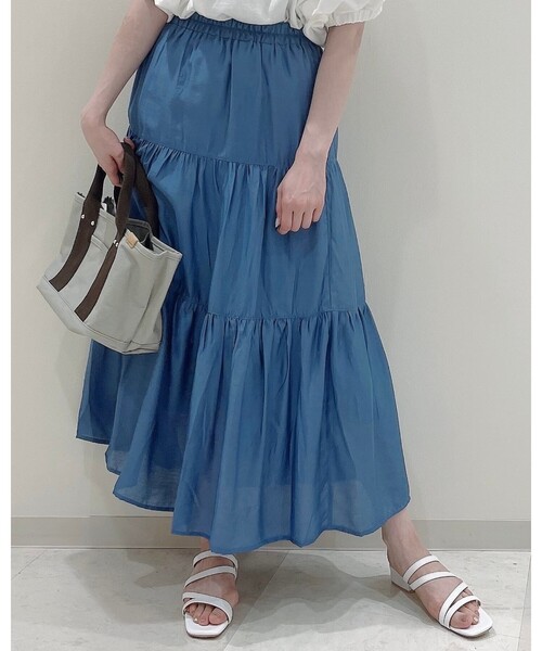 SHOO・LA・RUE（シューラルー）の「◆オーガンジーティアードスカート（スカート・レディース・ブラック/ブルー/ライトベージュ/黄緑系/ピンク系・00）」の13枚目の写真