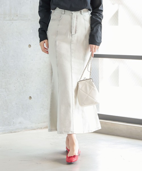 KOBE LETTUCE（コウベレタス）の「デニムマーメイドスカート（デニムスカート・レディース・ブラック/ブルー/オフホワイト/グレー系その他・FREE）」の4枚目の写真