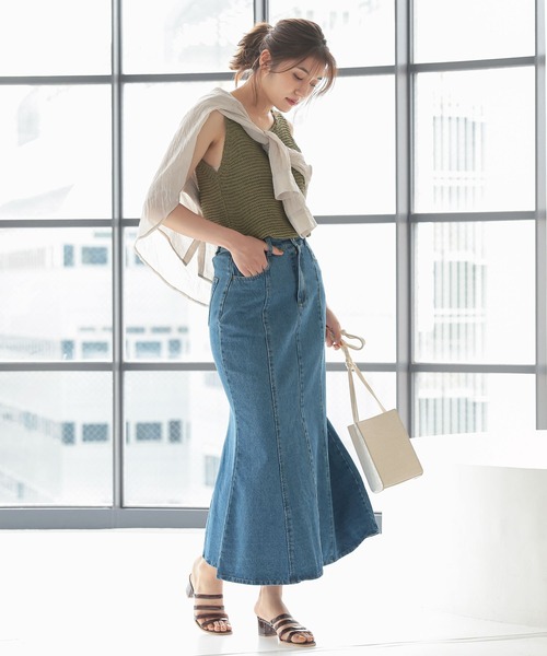 KOBE LETTUCE（コウベレタス）の「デニムマーメイドスカート（デニムスカート・レディース・ブラック/ブルー/オフホワイト/グレー系その他・FREE）」の14枚目の写真