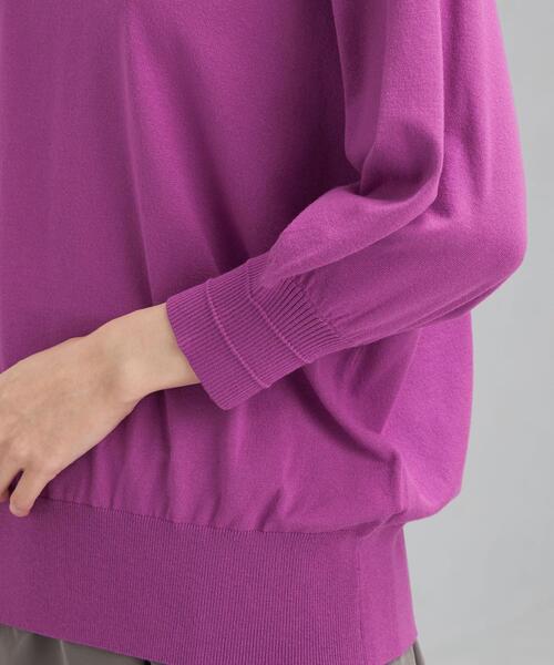 green label relaxing(グリーンレーベルリラクシング)の「スタンド フリル ネック プルオーバー ニット -ウォッシャブル-(ニット/セーター・レディース・ブラック/ダークブラウン/パープル・FREE)」の8枚目の写真
