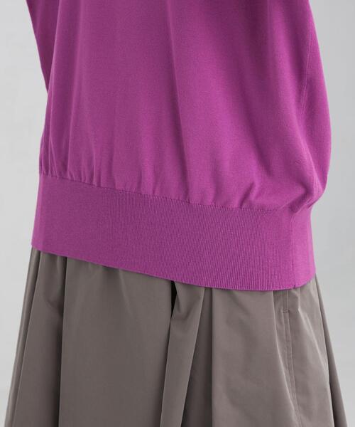 green label relaxing(グリーンレーベルリラクシング)の「スタンド フリル ネック プルオーバー ニット -ウォッシャブル-(ニット/セーター・レディース・ブラック/ダークブラウン/パープル・FREE)」の9枚目の写真