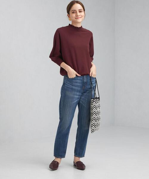 green label relaxing(グリーンレーベルリラクシング)の「スタンド フリル ネック プルオーバー ニット -ウォッシャブル-(ニット/セーター・レディース・ブラック/ダークブラウン/パープル・FREE)」の13枚目の写真