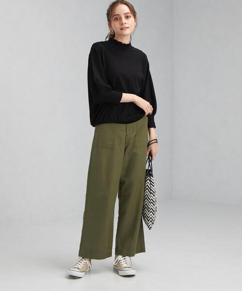 green label relaxing(グリーンレーベルリラクシング)の「スタンド フリル ネック プルオーバー ニット -ウォッシャブル-(ニット/セーター・レディース・ブラック/ダークブラウン/パープル・FREE)」の14枚目の写真