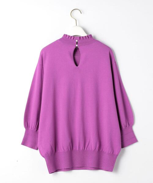 green label relaxing(グリーンレーベルリラクシング)の「スタンド フリル ネック プルオーバー ニット -ウォッシャブル-(ニット/セーター・レディース・ブラック/ダークブラウン/パープル・FREE)」の16枚目の写真