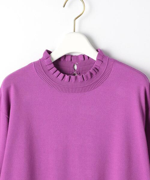 green label relaxing(グリーンレーベルリラクシング)の「スタンド フリル ネック プルオーバー ニット -ウォッシャブル-(ニット/セーター・レディース・ブラック/ダークブラウン/パープル・FREE)」の17枚目の写真