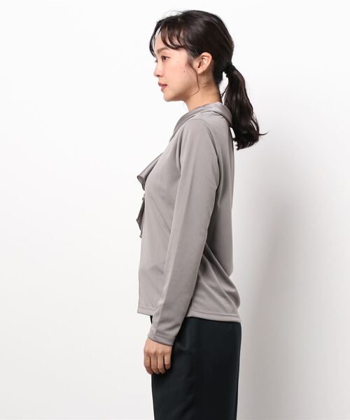 m.f.editorial（エムエフエディトリアル）の「エムエフエディトリアルレディース/m.f.editorial：Women 強撚サテン ボウタイ長袖プルオーバーTシャツ（Tシャツ/カットソー・レディース・パープル/ブラウン・LARGE/MEDIUM）」の3枚目の写真