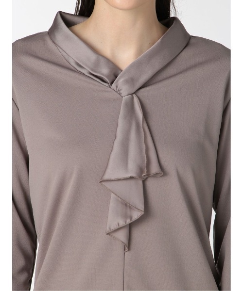 m.f.editorial（エムエフエディトリアル）の「エムエフエディトリアルレディース/m.f.editorial：Women 強撚サテン ボウタイ長袖プルオーバーTシャツ（Tシャツ/カットソー・レディース・パープル/ブラウン・LARGE/MEDIUM）」の8枚目の写真