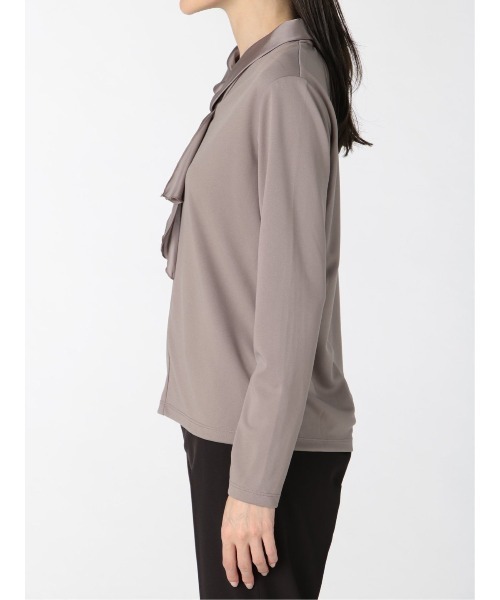 m.f.editorial（エムエフエディトリアル）の「エムエフエディトリアルレディース/m.f.editorial：Women 強撚サテン ボウタイ長袖プルオーバーTシャツ（Tシャツ/カットソー・レディース・パープル/ブラウン・LARGE/MEDIUM）」の9枚目の写真