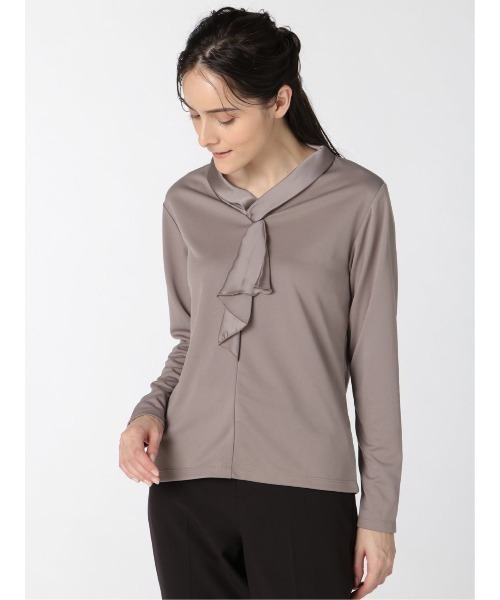 m.f.editorial（エムエフエディトリアル）の「エムエフエディトリアルレディース/m.f.editorial：Women 強撚サテン ボウタイ長袖プルオーバーTシャツ（Tシャツ/カットソー・レディース・パープル/ブラウン・LARGE/MEDIUM）」の14枚目の写真