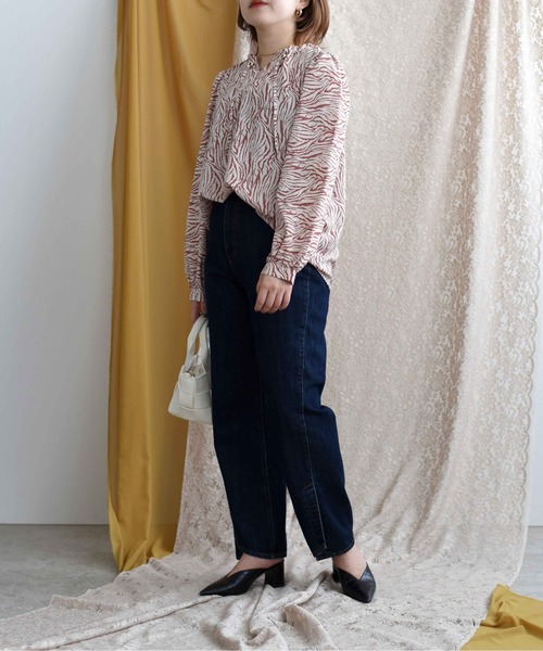 palm RICHE(ポームリシュ)の「アソートプリントギャザーネックブラウス(シャツ/ブラウス・レディース・ブラック/ベージュ/ピンク・M)」の21枚目の写真
