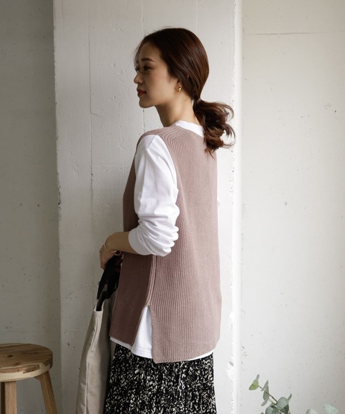 URBAN RESEARCH DOORS（アーバンリサーチドアーズ）の「コットン畦ニットベスト（ニット/セーター・レディース・ライトグレー/アイボリー・ONE）」の10枚目の写真