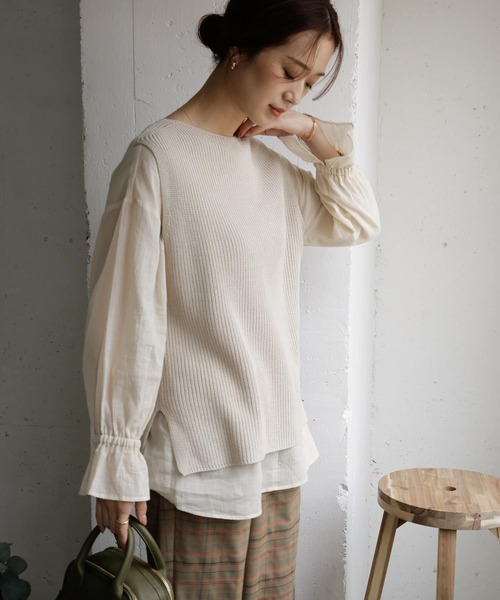 URBAN RESEARCH DOORS（アーバンリサーチドアーズ）の「コットン畦ニットベスト（ニット/セーター・レディース・ライトグレー/アイボリー・ONE）」の8枚目の写真