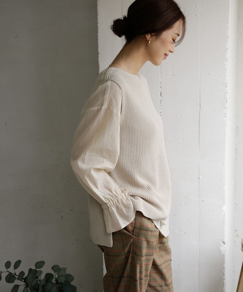 URBAN RESEARCH DOORS（アーバンリサーチドアーズ）の「コットン畦ニットベスト（ニット/セーター・レディース・ライトグレー/アイボリー・ONE）」の4枚目の写真