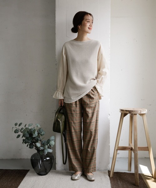 URBAN RESEARCH DOORS（アーバンリサーチドアーズ）の「コットン畦ニットベスト（ニット/セーター・レディース・ライトグレー/アイボリー・ONE）」の22枚目の写真