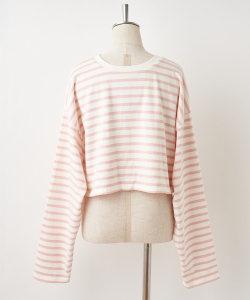 one after another NICE CLAUP（ワンアフターアナザーナイスクラップ）の「しっかり生地で色んなスタイリングに使える。前後２wayゆるボーダーT（Tシャツ/カットソー・レディース・ブラック系その他/パープル系その他/ピンク系その他/レッド系その他/グリーン系その他/ブラック系/パープル系/ピンク系・FREE）」の15枚目の写真