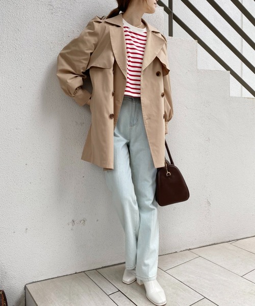 one after another NICE CLAUP（ワンアフターアナザーナイスクラップ）の「しっかり生地で色んなスタイリングに使える。前後２wayゆるボーダーT（Tシャツ/カットソー・レディース・ブラック系その他/パープル系その他/ピンク系その他/レッド系その他/グリーン系その他/ブラック系/パープル系/ピンク系・FREE）」の12枚目の写真