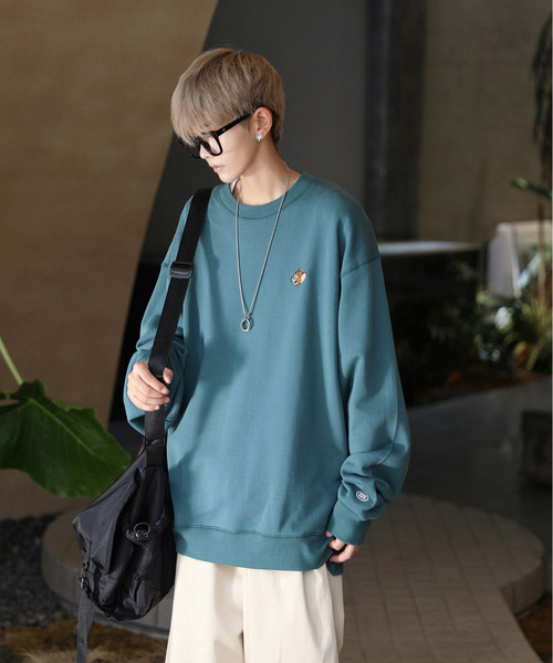 DISCUS（ディスカス）の「【neos -addictive design-】DISCUS×トムとジェリー プリント＆刺繍 ビッグシルエット スウェット プルオーバー トレーナー（スウェット・メンズ・チャコールグレー/パープル/オフホワイト/グリーン・MEDIUM/LARGE）」の5枚目の写真