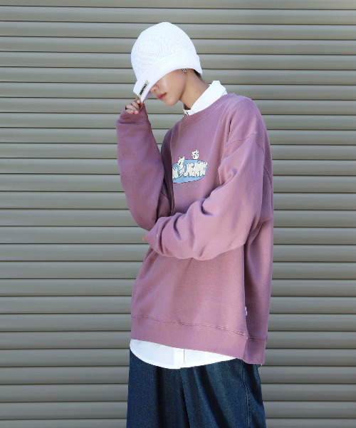 DISCUS（ディスカス）の「【neos -addictive design-】DISCUS×トムとジェリー プリント＆刺繍 ビッグシルエット スウェット プルオーバー トレーナー（スウェット・メンズ・チャコールグレー/パープル/オフホワイト/グリーン・MEDIUM/LARGE）」の13枚目の写真